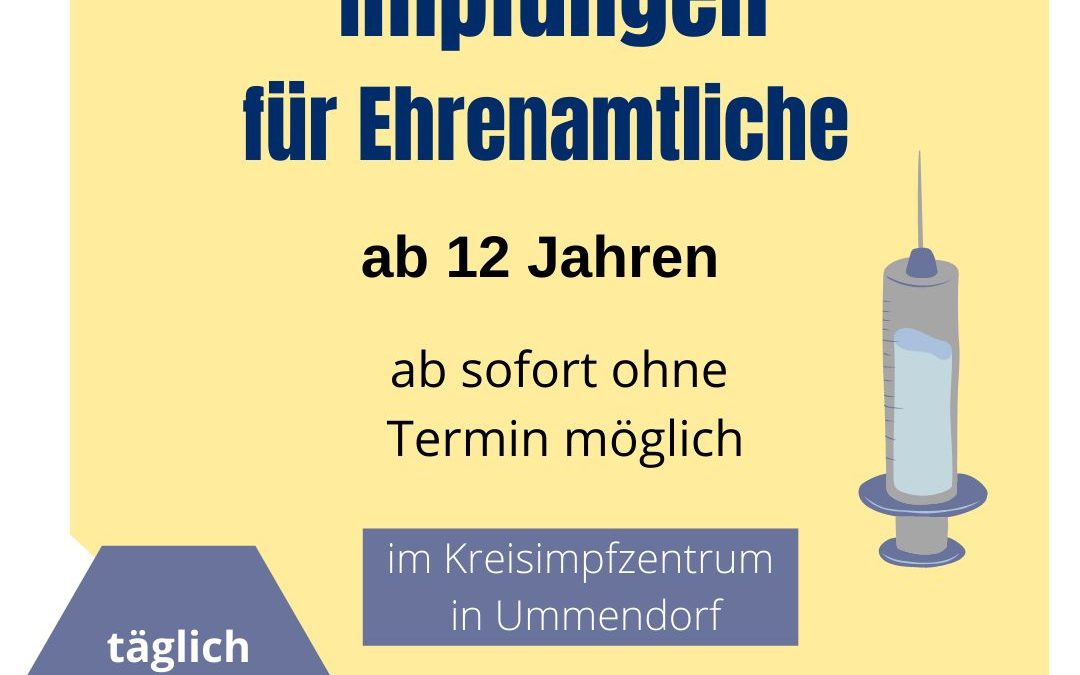 Ohne Termin: Impfung für Ehrenamtliche in der Kinder- und Jugendarbeit ab dem 12. Lebensjahr